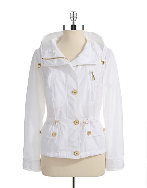 michael kors white rain jacket|Michael Kors anorak rain jacket.